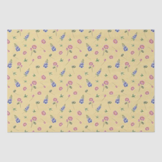 Juli Geboorte Maand Bloemen Larkspur Water Lily Tissuepapier (Voorkant)