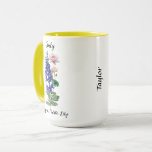Juli Geboortebloem Larkspur en Waterlelie Mok