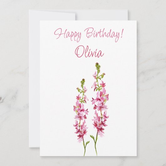 Juli geboortebloem Larkspur Waterverf Bloemen Feestdagenkaart (Voorkant)