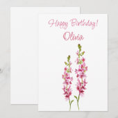 Juli geboortebloem Larkspur Waterverf Bloemen Feestdagenkaart (Voorkant / Achterkant)