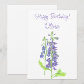 Juli geboortebloem Larkspur Waterverf Bloemen Feestdagenkaart (Voorkant / Achterkant)