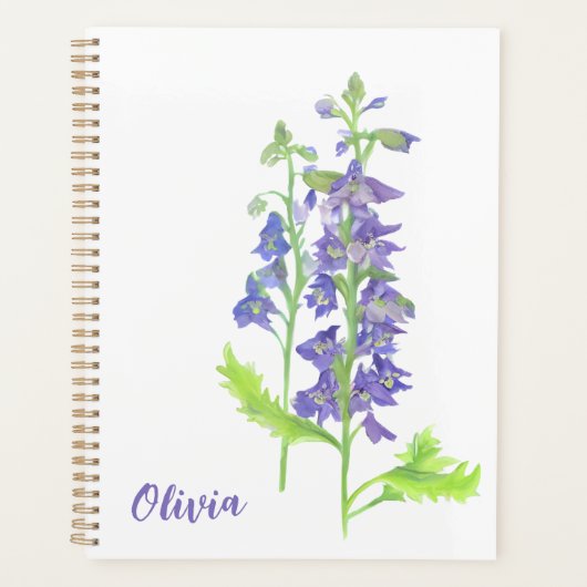 Juli geboortebloem Larkspur Waterverf Planner (Voorkant)