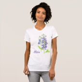 Juli geboortebloem Larkspur Waterverf T-shirt (Voorkant volledig)