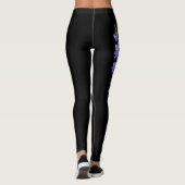 Juli Geboortebloem, Paarse Larkspur op Zwart Leggings (Achterkant)