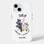 JULI Geboortemaand Bloem Aangepaste naam Case-Mate iPhone Case (Achterkant)