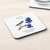 Juli Geboortemaand Bloem Blauwvogel en Larkspur Bier Onderzetter (Linkerzijde)