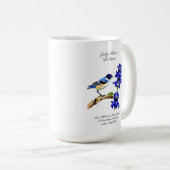 Juli Geboortemaand Bloem Blauwvogel en Larkspur Koffiemok (Voorkant rechts)