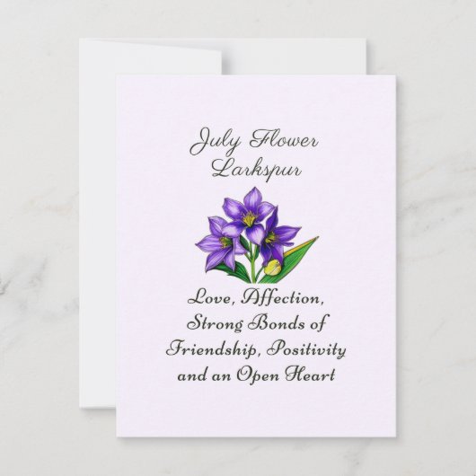 Juli Geboortemaand Bloem Larkspur Floral Art (Voorkant)