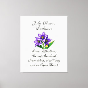 Juli Geboortemaand Bloem Larkspur Floral Art Canvas Afdruk