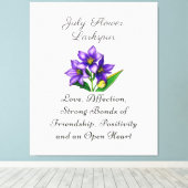 Juli Geboortemaand Bloem Larkspur Floral Art Canvas Afdruk (Insitu (Houten vloer))