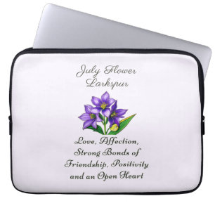 Juli Geboortemaand Bloem Larkspur Floral Art Laptop Sleeve