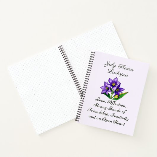 Juli Geboortemaand Bloem Larkspur Floral Art Notitieboek (Binnen)