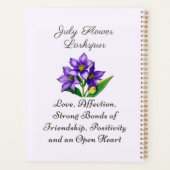 Juli Geboortemaand Bloem Larkspur Floral Art Planner (Achterkant)