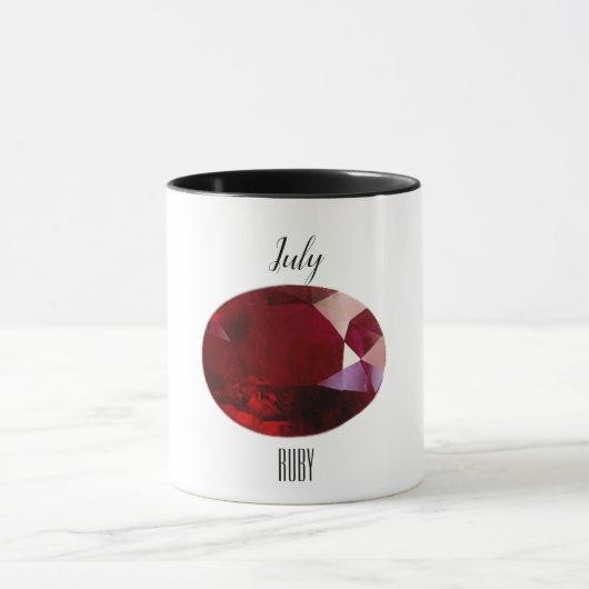 Juli Geboortesteen Ruby Edelsteen Art Mok (Midden)
