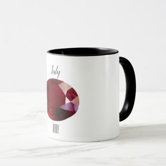 Juli Geboortesteen Ruby Edelsteen Art Mok (Voorkant rechts)