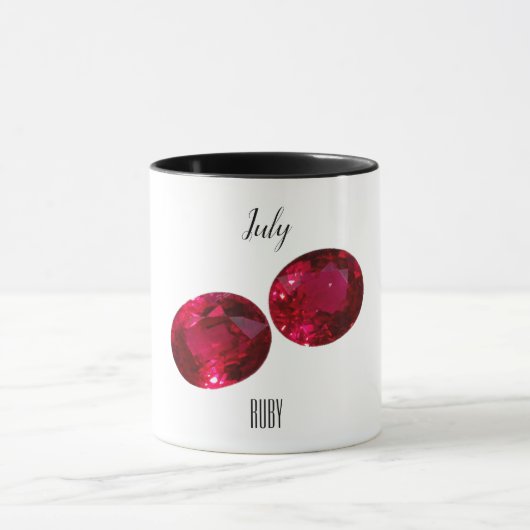 Juli Geboortesteen Ruby Edelsteen Art Mok (Midden)