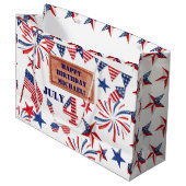 Juli Gelukkige Verjaardag Voeg Naam Patriottische Groot Cadeauzakje (Voorkant Gekanteld)