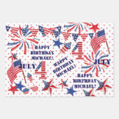 Juli Happy Birthday Personalize Name 3 Gift Inpakpapier Vel (Voorkant 2)