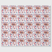 Juli Happy Birthday Voeg NAAM Patriottic Gift toe Cadeaupapier (Vlak)