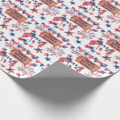 Juli Happy Birthday Voeg NAAM Patriottic Gift toe Cadeaupapier (Hoek)