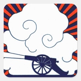 Juli het 4e  kanon artillerie patriottisch vierkante sticker