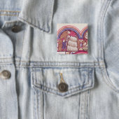 Juli: Het oogsten van de Hay Vierkante Button 5,1 Cm (In situ)
