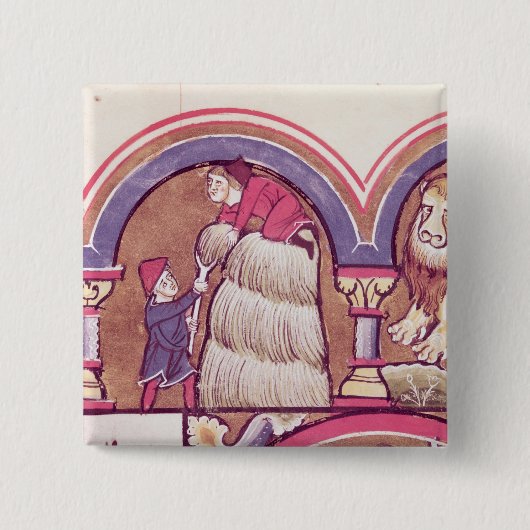 Juli: Het oogsten van de Hay Vierkante Button 5,1 Cm (Voorkant)