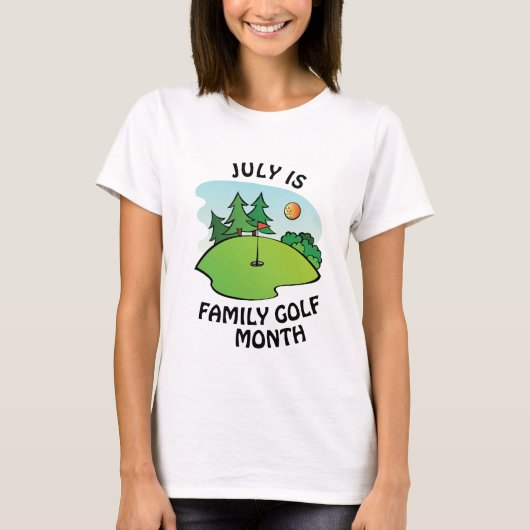 Juli is de Familie Golf Maand T-shirt (Voorkant)