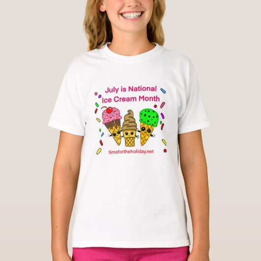Juli is Ice Cream Month T-shirt (Voorkant)
