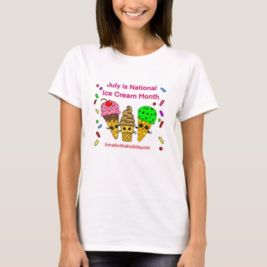 Juli is Ice Cream Month T-shirt (Voorkant)
