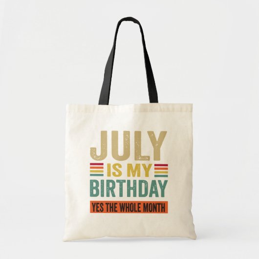 Juli is mijn verjaardag ja de hele maand grappig tote bag (Voorkant)
