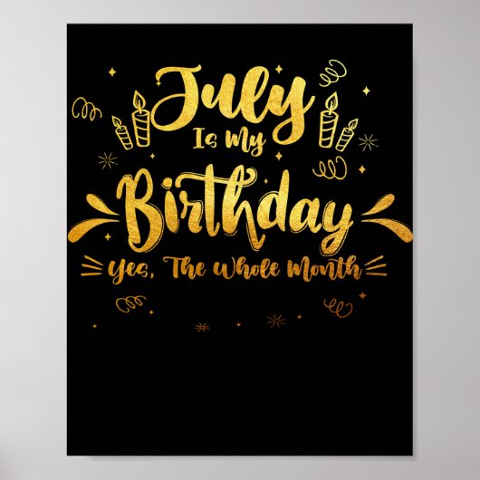 Juli is mijn verjaardag ja de hele maand poster (Voorkant)