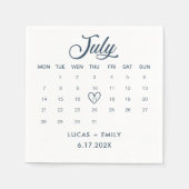 Juli Kalender Donkerblauwe bruiloft Servet (Voorkant)