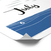 Juli Kunst Deco Beach Scene met Vlag en Vuurwerk Poster (Hoek)