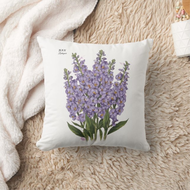 Juli Larkspur Bloom - Gepersonaliseerd verjaardags Kussen (Deken)