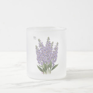 Juli Larkspur Bloom - Gepersonaliseerd verjaardags Matglas Koffiemok