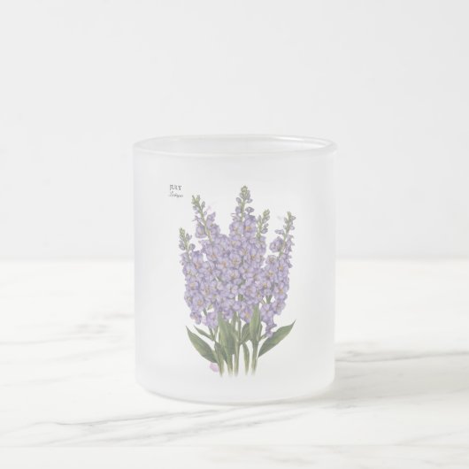 Juli Larkspur Bloom - Gepersonaliseerd verjaardags Matglas Koffiemok (Center)