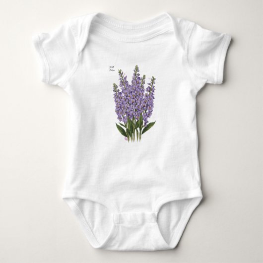 Juli Larkspur Bloom - Gepersonaliseerd verjaardags Romper (Voorkant)