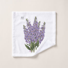 Juli Larkspur Bloom - Gepersonaliseerd verjaardags Washandje