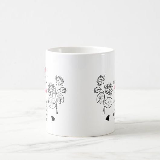 Juli Larkspur en Water Lily Verjaardag Keepsake Koffiemok (Center)