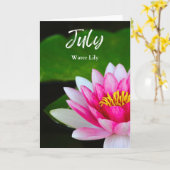 Juli Levendig Roze Water Lelie Geboorte Maand Bloe Kaart (Gele Bloem)