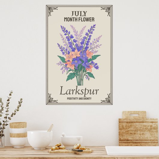 Juli maand bloem poster (Keuken)