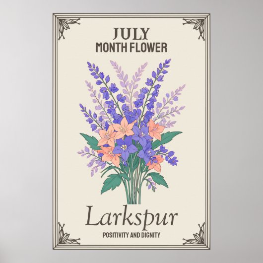 Juli maand bloem poster (Voorkant)