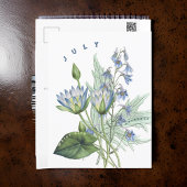Juli Maand Bloemen Larkspur en Waterlelie | Briefkaart