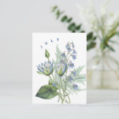Juli Maand Bloemen Larkspur en Waterlelie | Briefkaart (Staand voorkant)