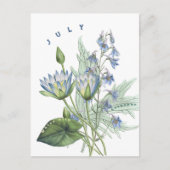 Juli Maand Bloemen Larkspur en Waterlelie | Briefkaart (Voorkant)