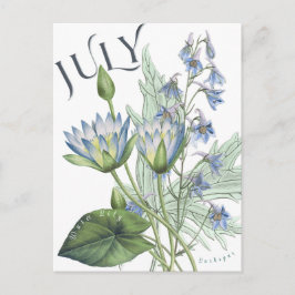 Juli Maand Bloemen Larkspur Water Lily Fancy Briefkaart