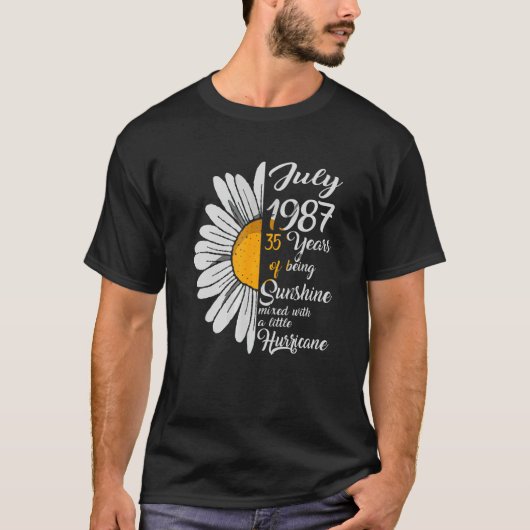 Juli Meisje 1987 35th Years Old Sunshine Verjaarda T-shirt (Voorkant)