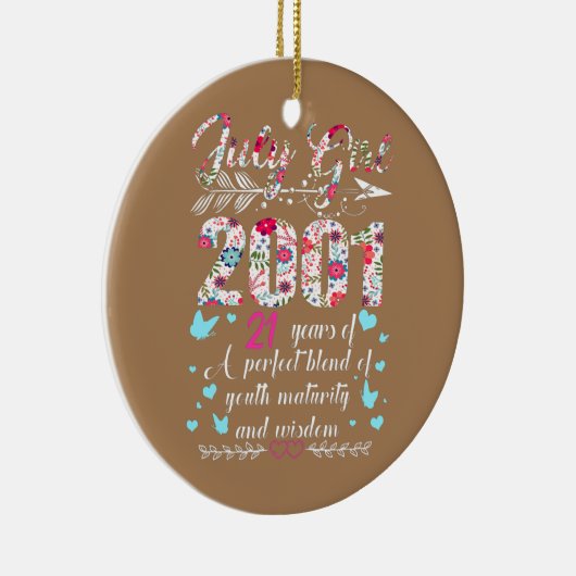 Juli Meisje 2001 21ste verjaardag Gifts 21 Keramisch Ornament (Rechts)