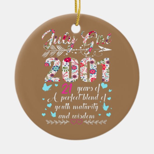Juli Meisje 2001 21ste verjaardag Gifts 21 Keramisch Ornament (Voorkant)